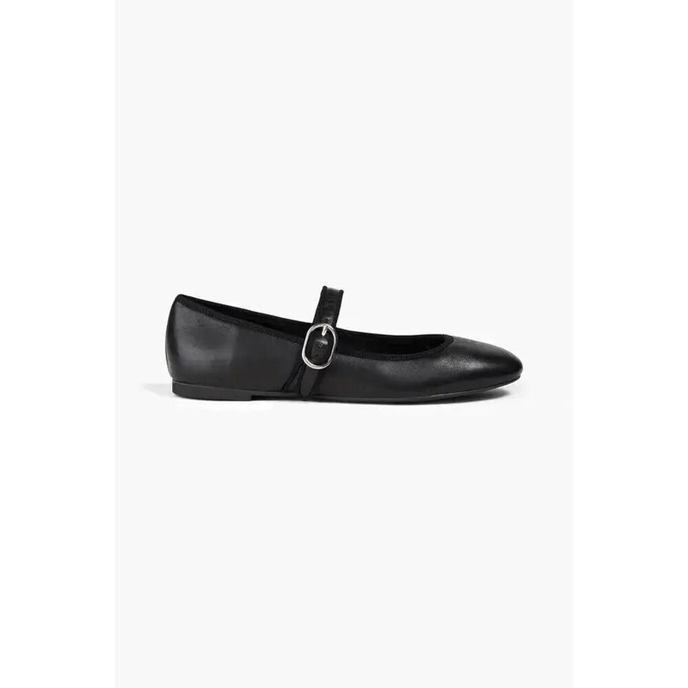 Stuart Weitzman Womens Alice Leather Mary JaneBlack Leather Flats Sz 10.5 EU 41